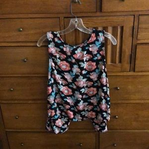 Ten-sixty Sherman black tank top with red/pink roses, size XS
